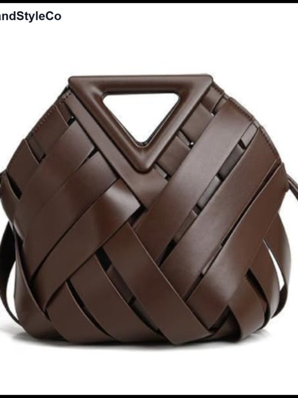 Woven Faux Leather Crossbody Bucket Bag Top Handle Handbag Purse